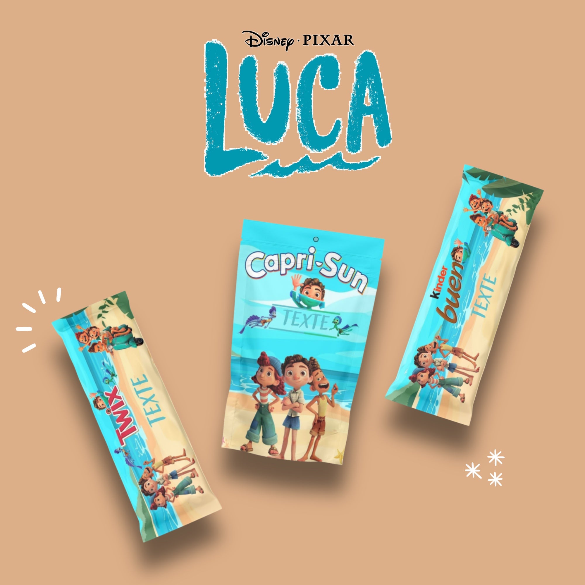 Personnalisez vos snacks et boissons avec nos étiquettes Luca pour une fête inoubliable