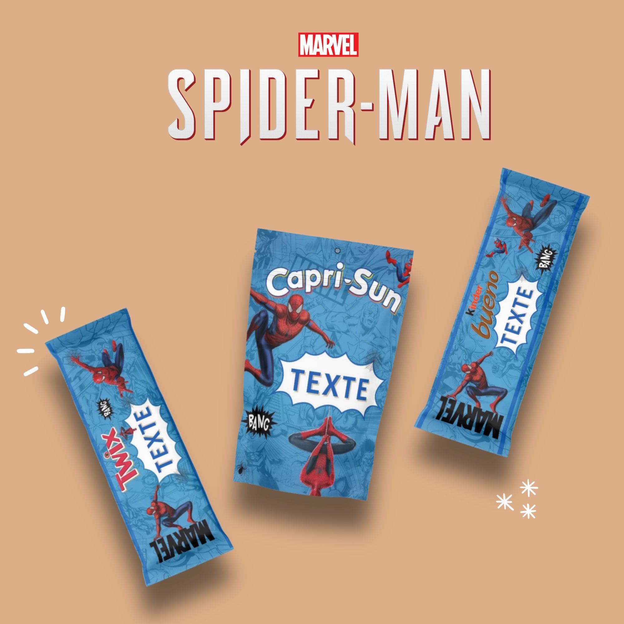 Embellissez vos festivités avec nos étiquettes personnalisées Spiderman, prêtes à imprimer et à ajouter une touche d'action à vos snacks préférés!